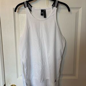 adidas White Tank Top with Black Striped Straps